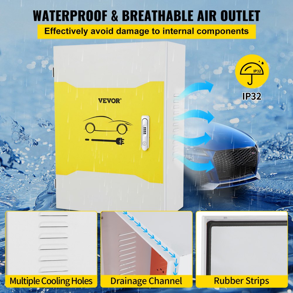 BOX-70x50x25 - Carbon Steel EV Charger Box with Lock & Air Outlets