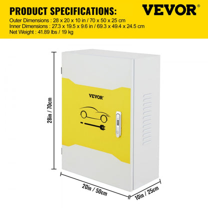 BOX-70x50x25 - Carbon Steel EV Charger Box with Lock & Air Outlets
