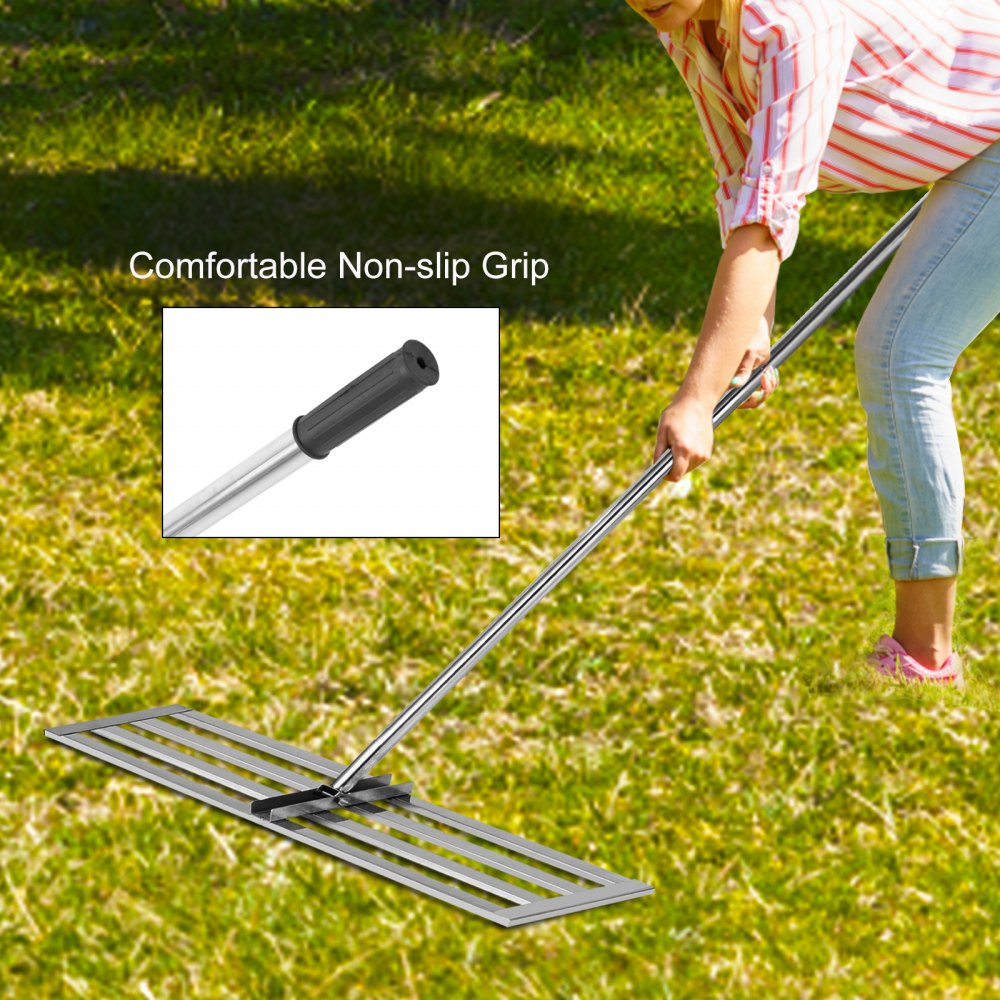 010763300421 - 17x10 in Stainless Steel Lawn Leveler with 77 in Handle