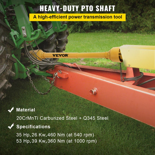 T4-YⅢP*1000mm*4.05.05B*4.05.05B - 1-3/8" Steel PTO Drive Shaft, 39"-55" Adjustable Length