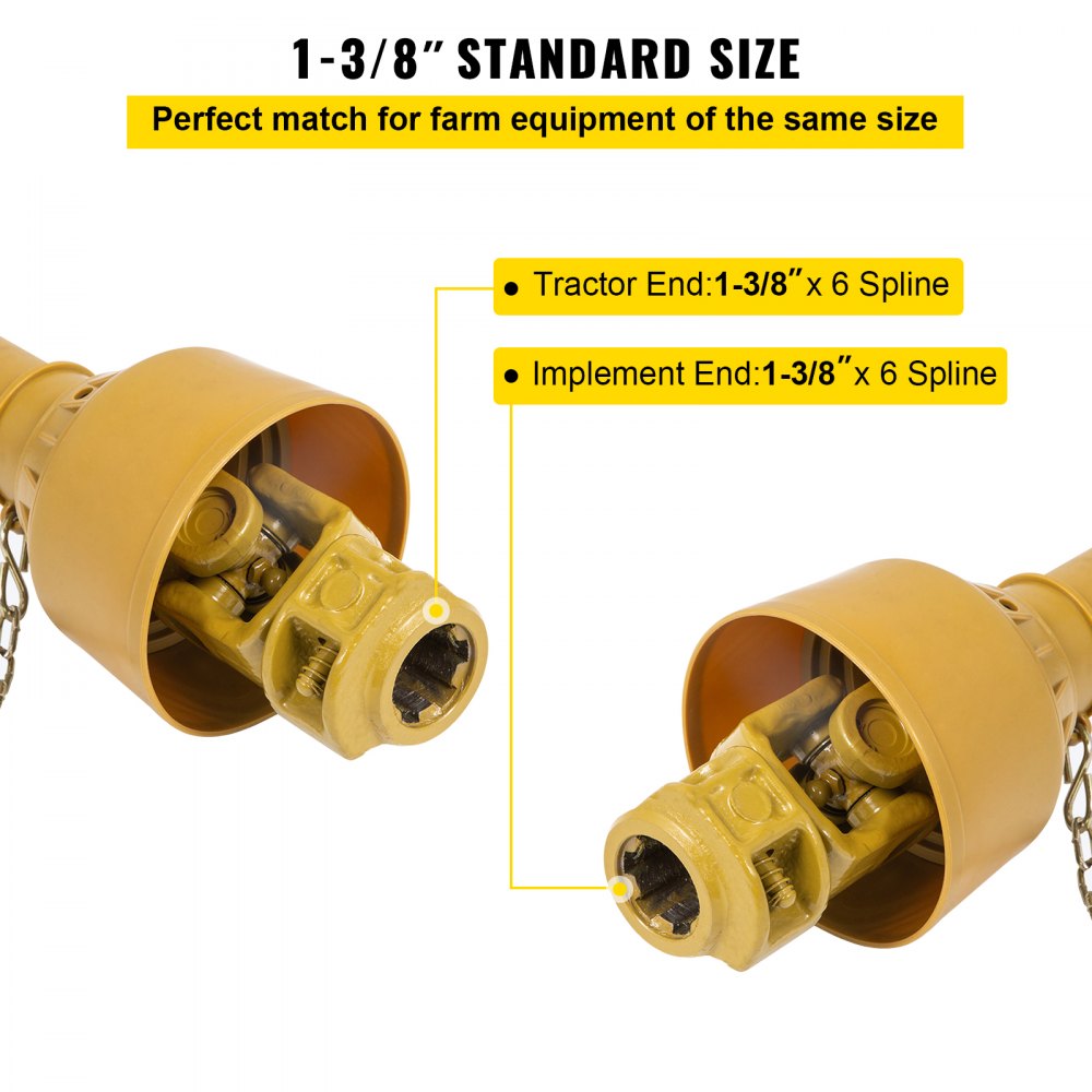 T4-YⅢP*1000mm*4.05.05B*4.05.05B - 1-3/8" Steel PTO Drive Shaft, 39"-55" Adjustable Length