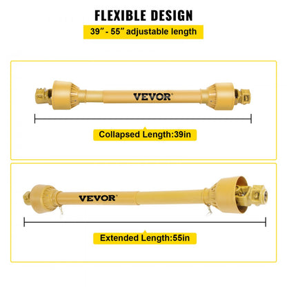 T4-YⅢP*1000mm*4.05.05B*4.05.05B - 1-3/8" Steel PTO Drive Shaft, 39"-55" Adjustable Length