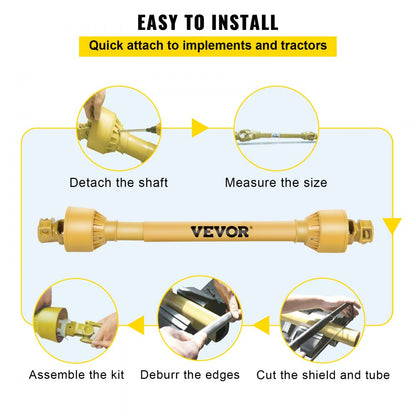 T4-YⅢP*1000mm*4.05.05B*4.05.05B - 1-3/8" Steel PTO Drive Shaft, 39"-55" Adjustable Length