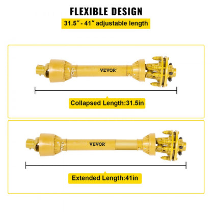 T4-YⅢP*800mm*4.05.05B*4FFV1 - 31.5"-41" Steel PTO Drive Shaft with Slip Clutch