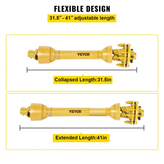 T4-YⅢP*800mm*4.05.05B*4FFV1 - 31.5"-41" Steel PTO Drive Shaft with Slip Clutch