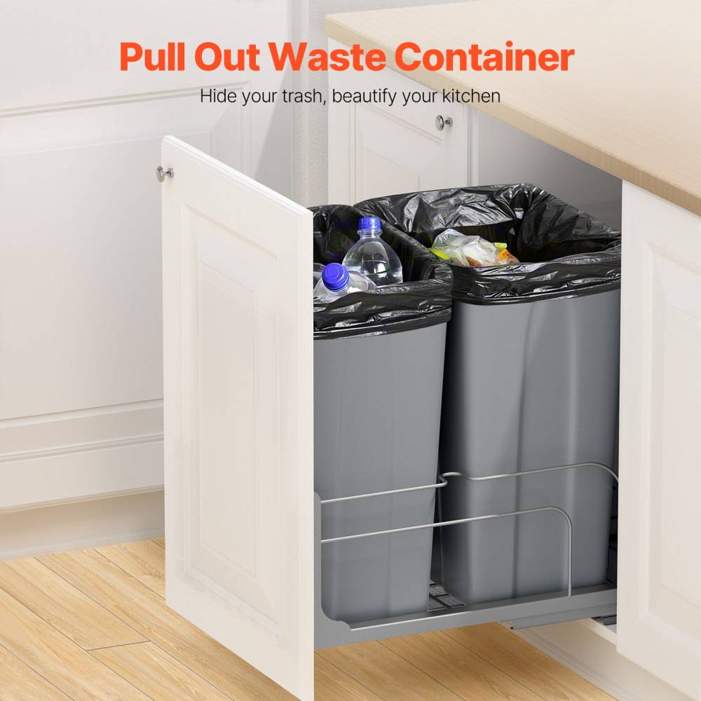 BB-LM50L02 - 50QT Double Pull-Out Kitchen Trash Can with Soft-Close Mechanism