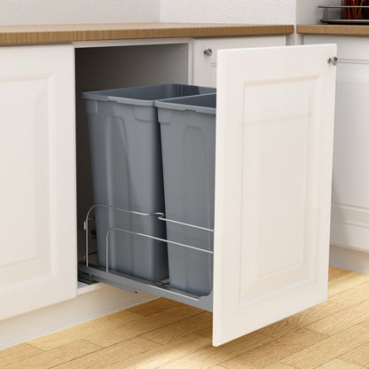 BB-LM50L02 - 50QT Double Pull-Out Kitchen Trash Can with Soft-Close Mechanism