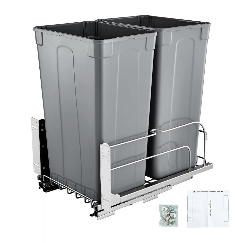 BB-LM50L02 - 50QT Double Pull-Out Kitchen Trash Can with Soft-Close Mechanism