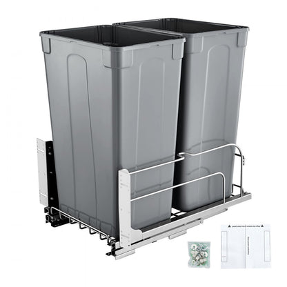 BB-LM50L02 - 50QT Double Pull-Out Kitchen Trash Can with Soft-Close Mechanism