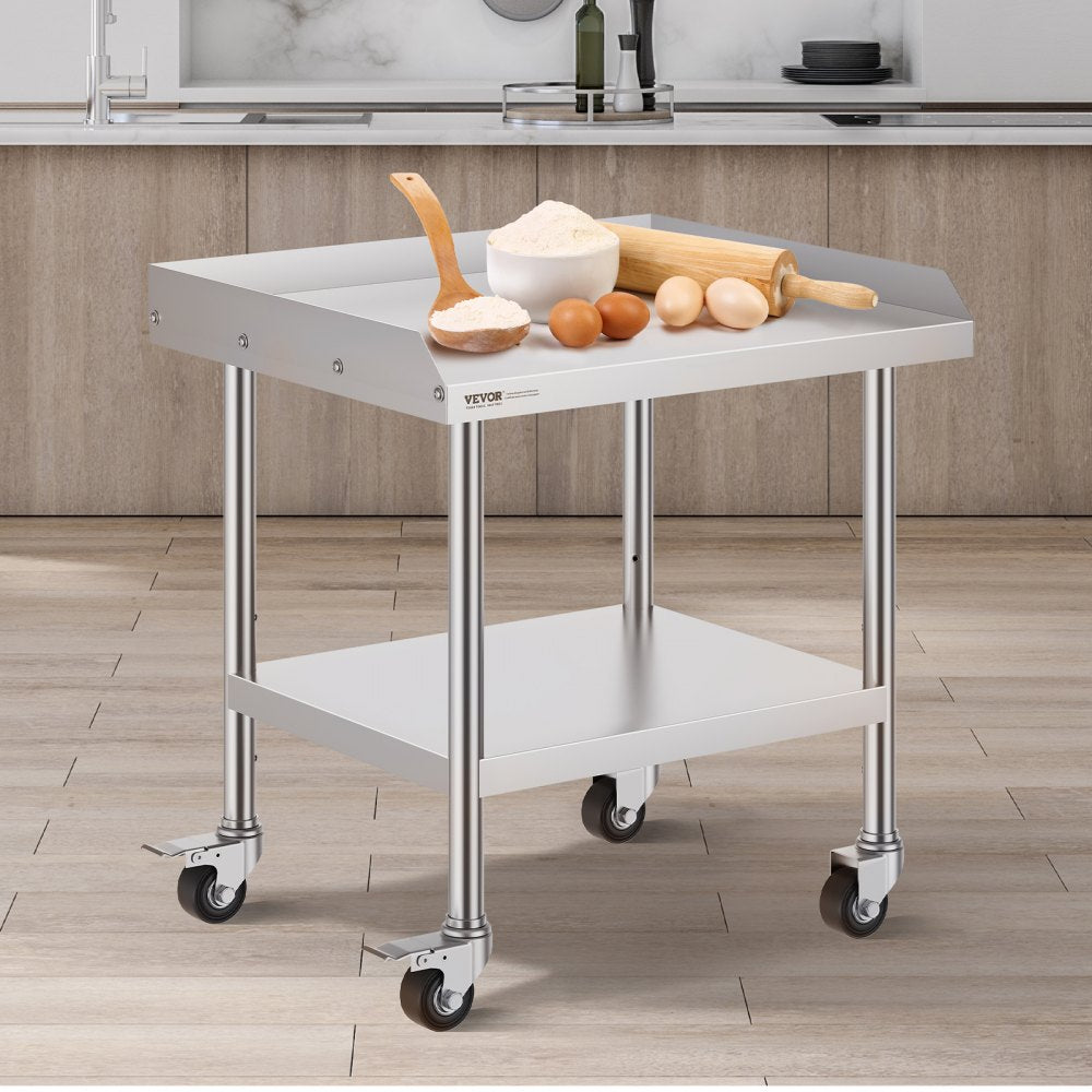 SKT710*610J - 24x28 Inch Stainless Steel Work Table with Wheels for Easy Mobility