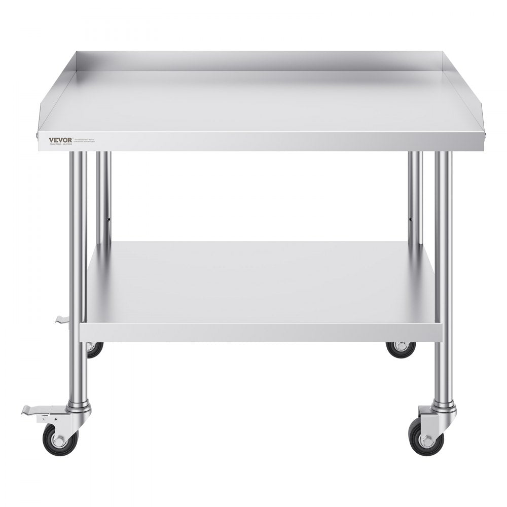 SKT910*760J - 30"x36" Stainless Steel Prep Table with Wheels & Backsplash