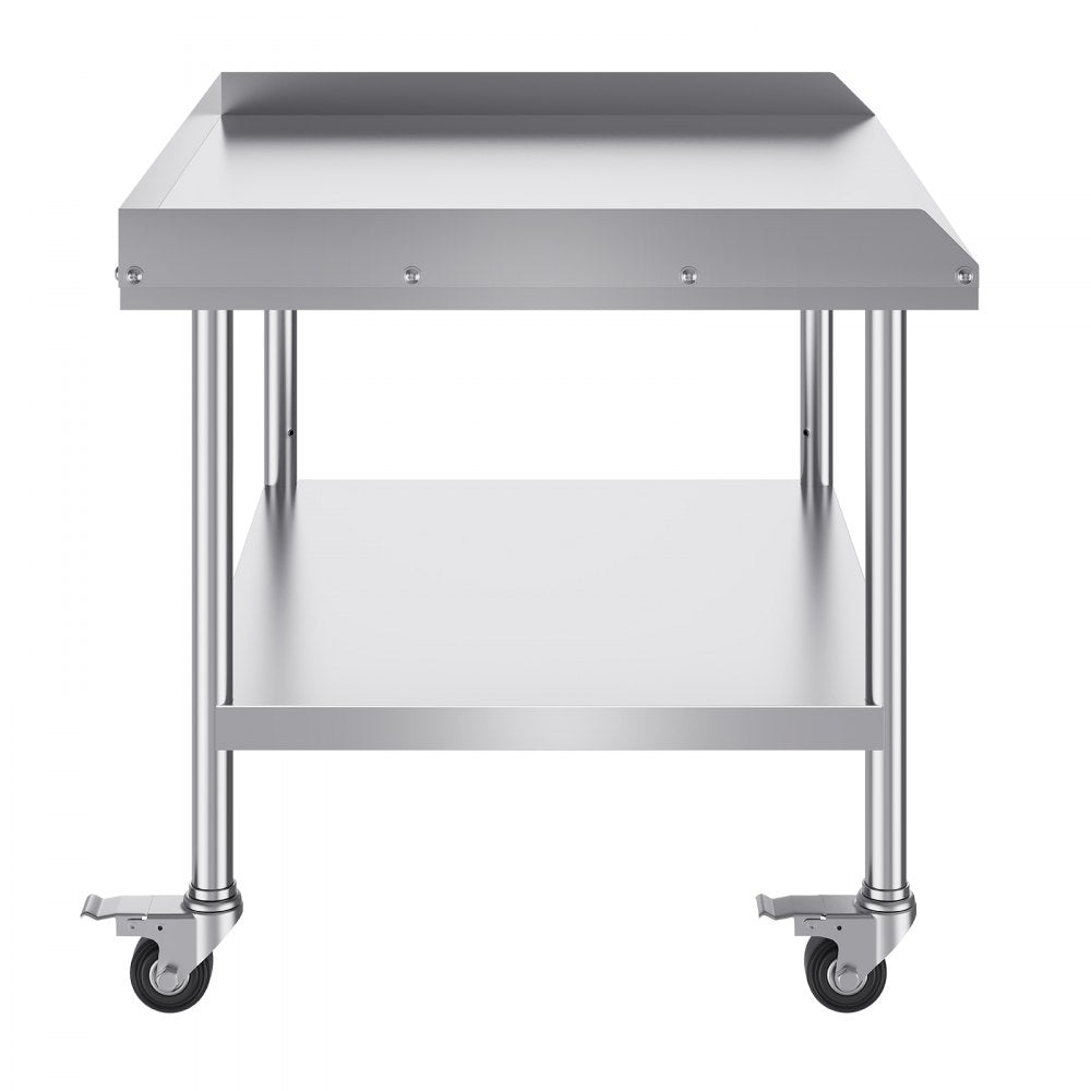 SKT910*760J - 30"x36" Stainless Steel Prep Table with Wheels & Backsplash
