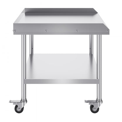 SKT910*760J - 30"x36" Stainless Steel Prep Table with Wheels & Backsplash