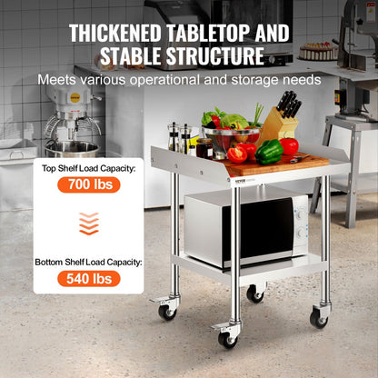 SKT610*610J - 24" Stainless Steel Work Table with Wheels for Food Prep