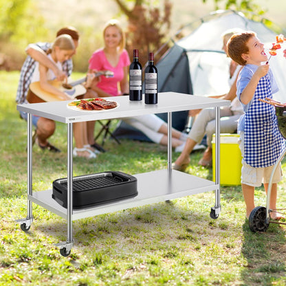 HETG-30*60 - Heavy Duty 30x60 Stainless Steel Work Table with Wheels