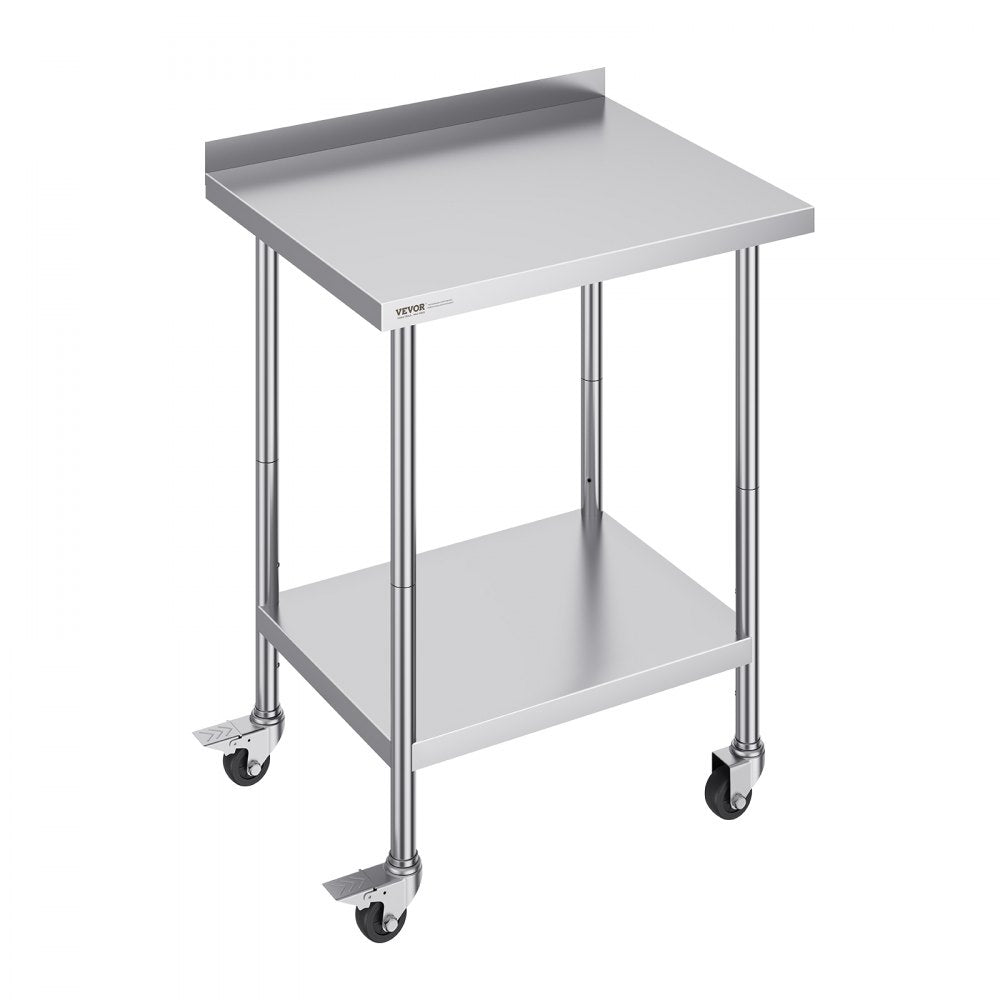 HETG-24*30-L - Durable 24"x30" Stainless Steel Prep Table with Casters