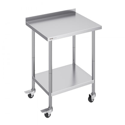 HETG-24*30-L - Durable 24"x30" Stainless Steel Prep Table with Casters