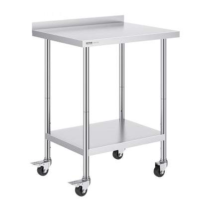 HETG-24*30-L - Durable 24"x30" Stainless Steel Prep Table with Casters