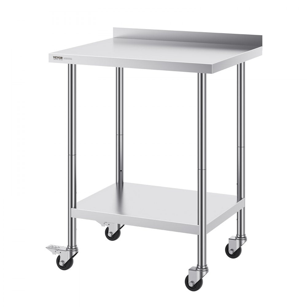 HETG-24*30-L - Durable 24"x30" Stainless Steel Prep Table with Casters