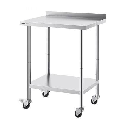 HETG-24*30-L - Durable 24"x30" Stainless Steel Prep Table with Casters