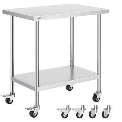 GZT910*610J - 24"x36" Heavy-Duty Stainless Steel Work Table with Wheels