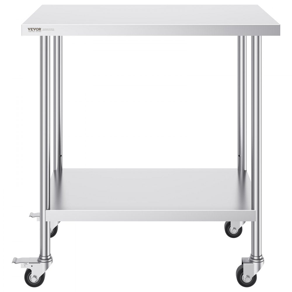 GZT910*610J - 24"x36" Heavy-Duty Stainless Steel Work Table with Wheels