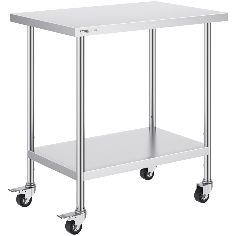 GZT910*610J - 24"x36" Heavy-Duty Stainless Steel Work Table with Wheels