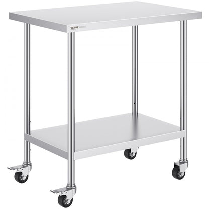GZT910*610J - 24"x36" Heavy-Duty Stainless Steel Work Table with Wheels