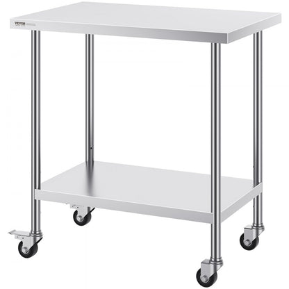 GZT910*610J - 24"x36" Heavy-Duty Stainless Steel Work Table with Wheels