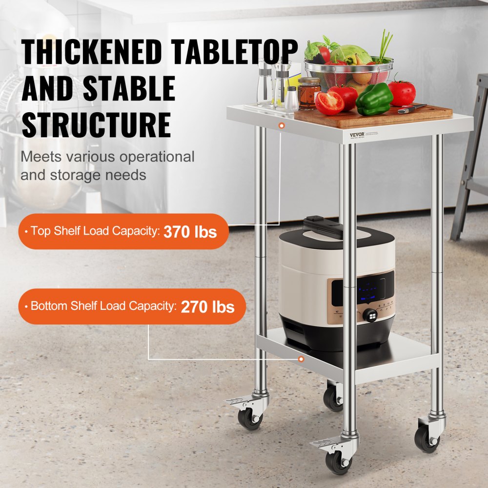 HETG-24*18 - 24" x 18" Adjustable Stainless Steel Work Table for Kitchens