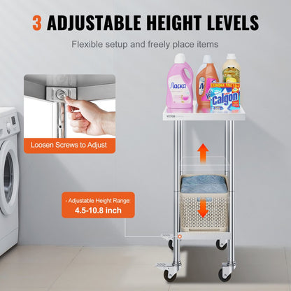 HETG-24*18 - 24" x 18" Adjustable Stainless Steel Work Table for Kitchens