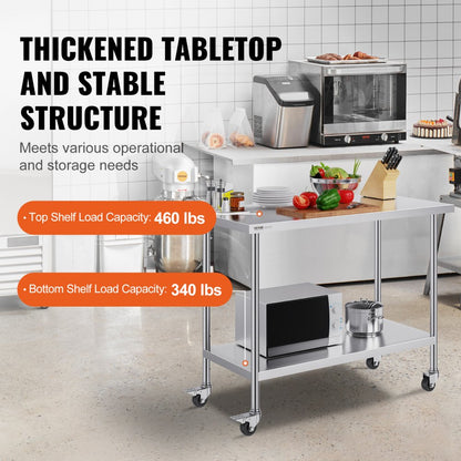 HETG-24*48 - 24"x48" Stainless Steel Work Table with Adjustable Height