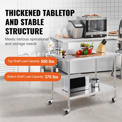 HETG-30*48 - 30" x 48" Stainless Steel Commercial Kitchen Work Table