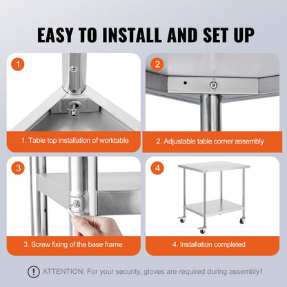 HETG-30*36 - Durable 30x36 Stainless Steel Work Table with Adjustable Height