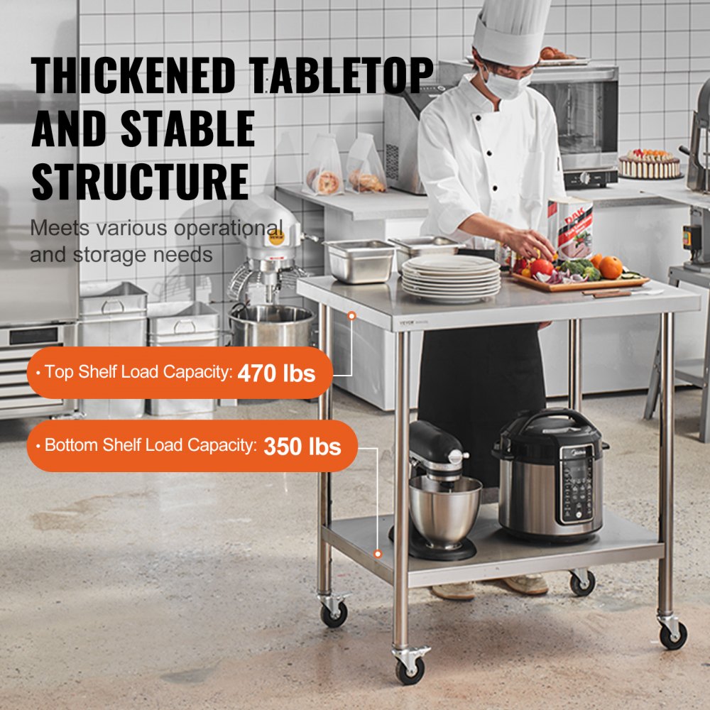 GZT760*455J - 30x18 Stainless Steel Work Table for Commercial Kitchens