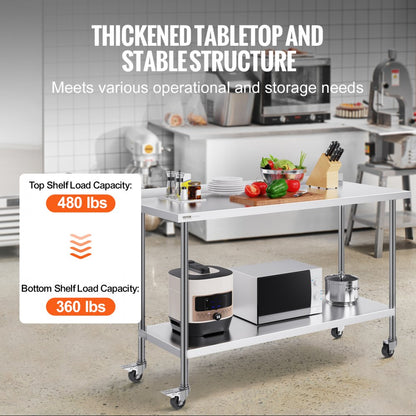 HETG-24*60-L - 24"x60" Adjustable Height Stainless Steel Work Table