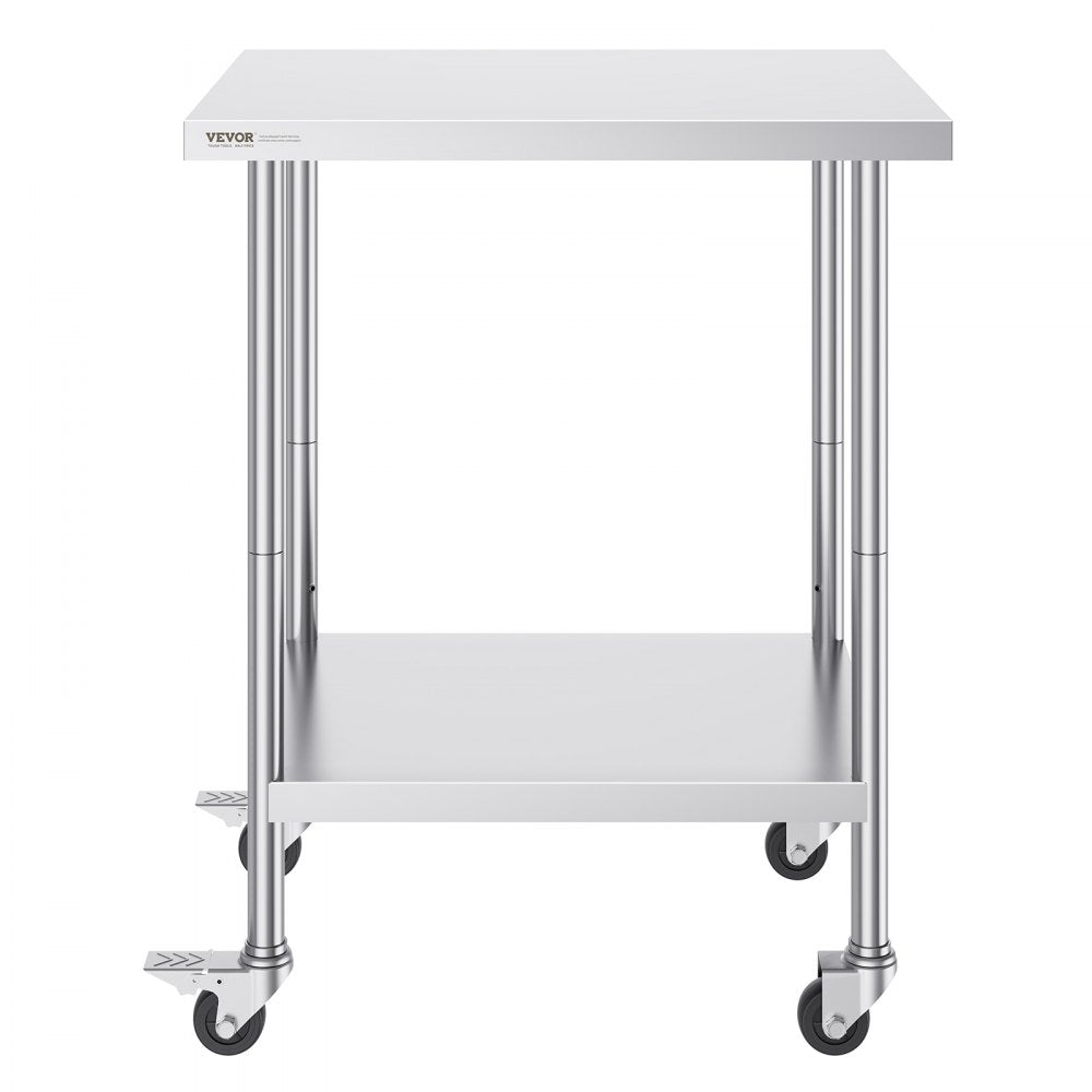 HETG-24*30 - Durable 24x30 Stainless Steel Work Table with 4 Wheels