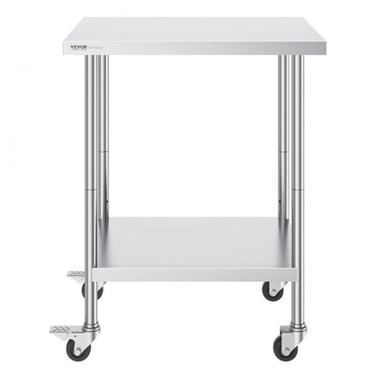 HETG-24*30 - Durable 24x30 Stainless Steel Work Table with 4 Wheels