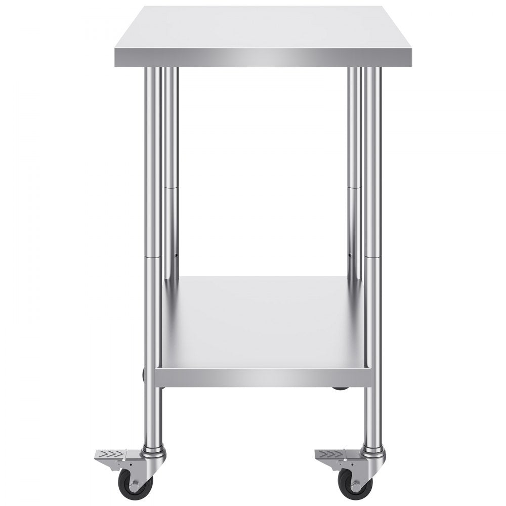 HETG-24*30 - Durable 24x30 Stainless Steel Work Table with 4 Wheels