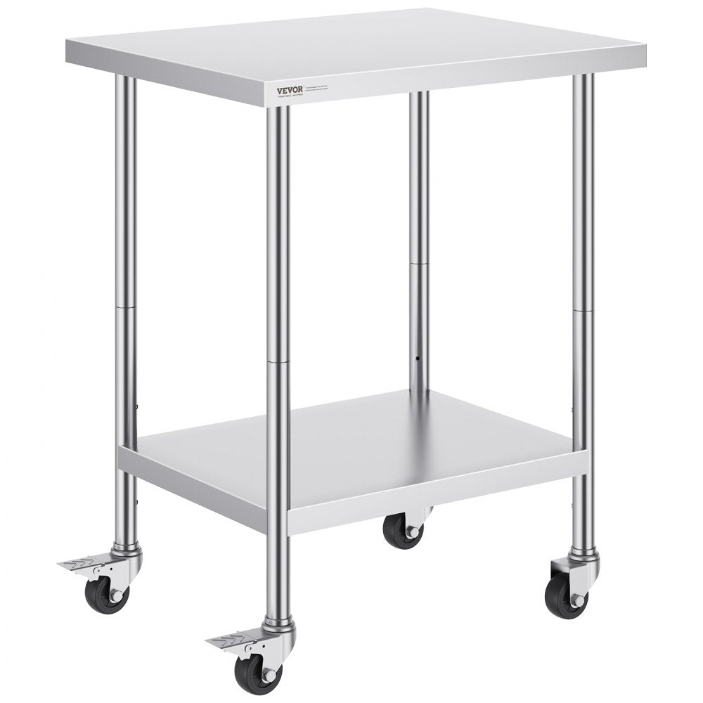 HETG-24*30 - Durable 24x30 Stainless Steel Work Table with 4 Wheels