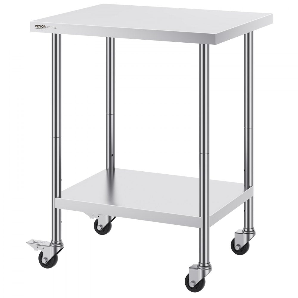 HETG-24*30 - Durable 24x30 Stainless Steel Work Table with 4 Wheels