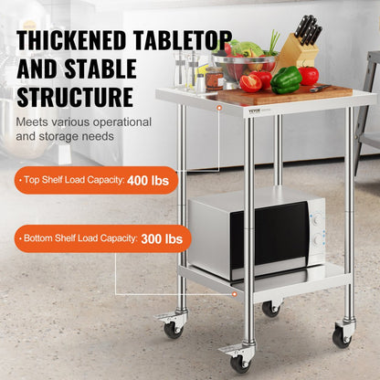 HETG-24*24 - 24"x24" Stainless Steel Adjustable Height Work Table