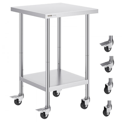 HETG-24*24 - 24"x24" Stainless Steel Adjustable Height Work Table