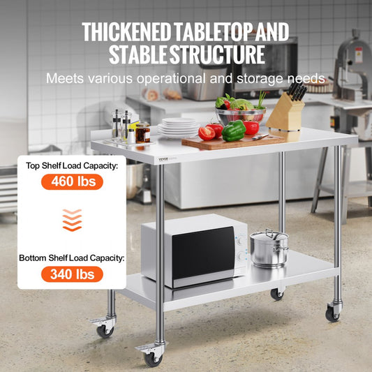 HETG-24*48-L - 24x48 Inch Stainless Steel Work Table, Adjustable Height
