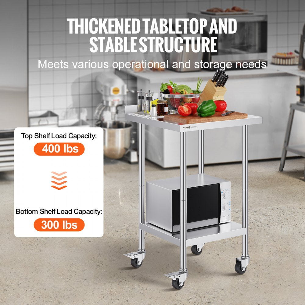 HETG-24*24-L - 24" Stainless Steel Work Table for Food Prep & Storage