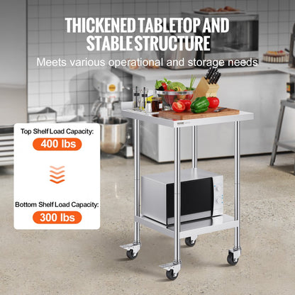 HETG-24*24-L - 24" Stainless Steel Work Table for Food Prep & Storage