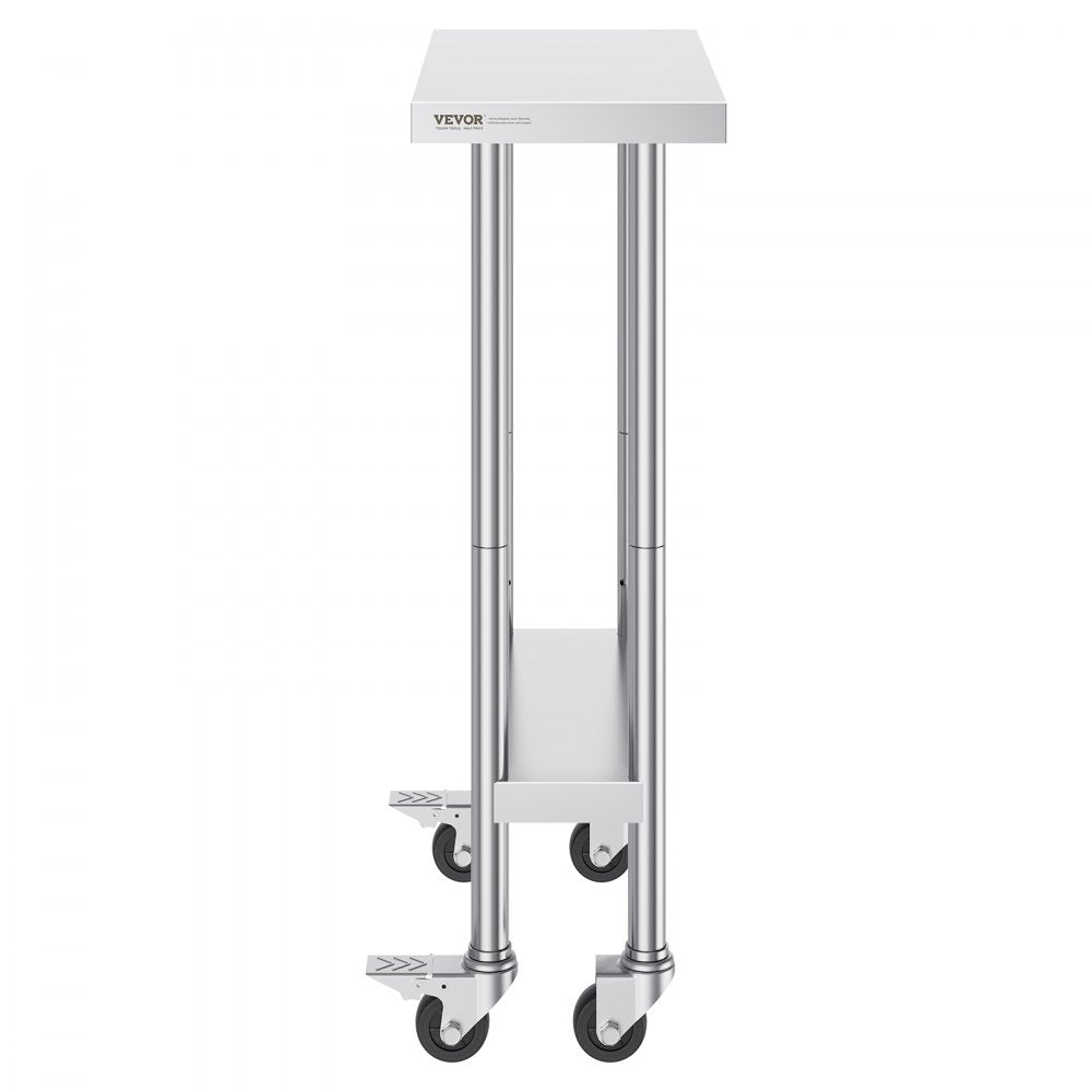 HETG-24*12 - 24x12 Stainless Steel Work Table with Adjustable Height & Wheels