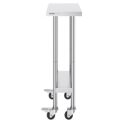HETG-24*12 - 24x12 Stainless Steel Work Table with Adjustable Height & Wheels