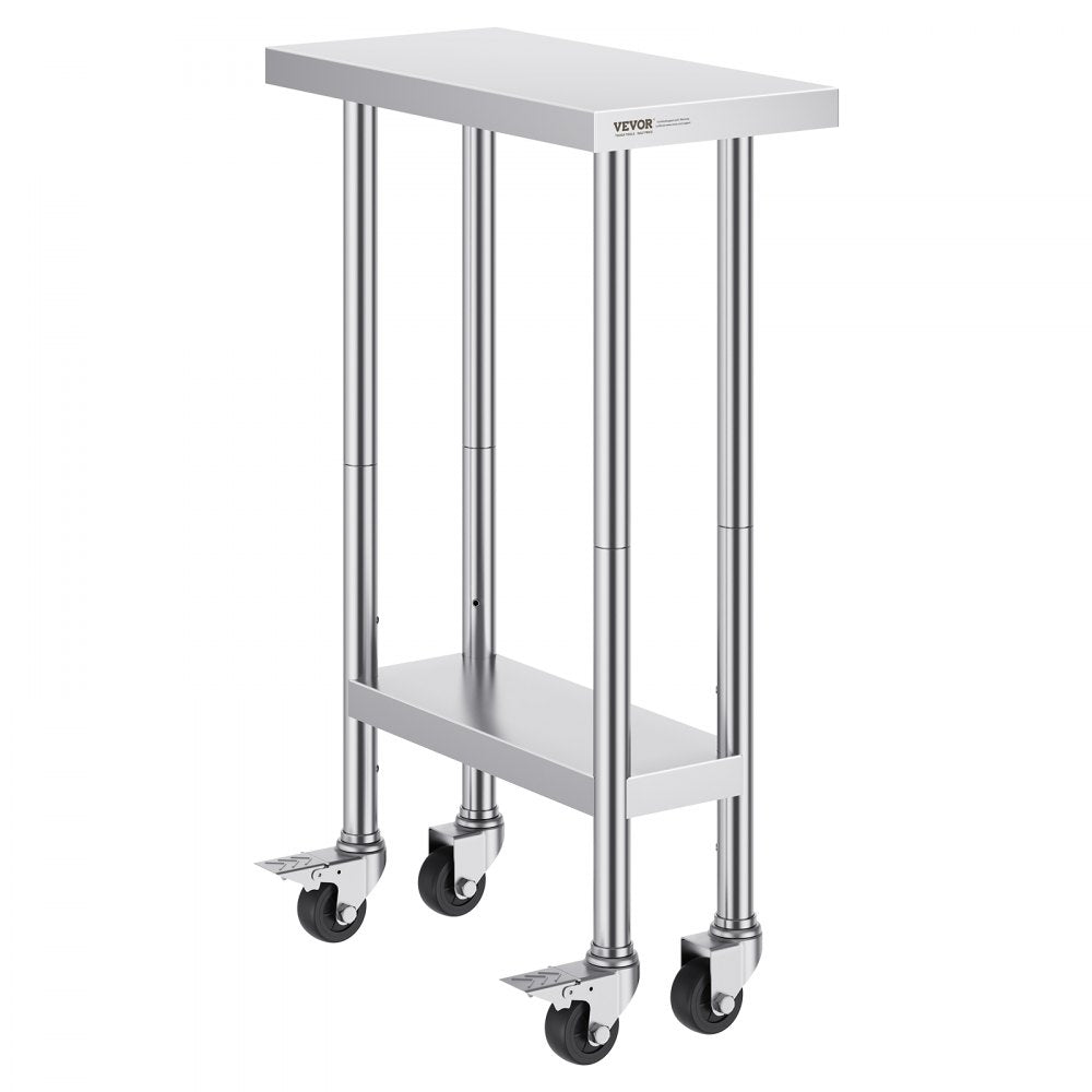 HETG-24*12 - 24x12 Stainless Steel Work Table with Adjustable Height & Wheels