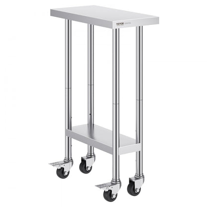 HETG-24*12 - 24x12 Stainless Steel Work Table with Adjustable Height & Wheels